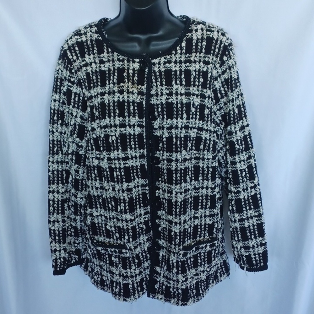 JM Collection plaid button front jacket